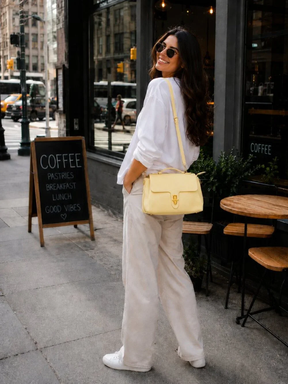 Italian Leather Structured Top Handle Satchel, Butter Yellow Crossbody Bag